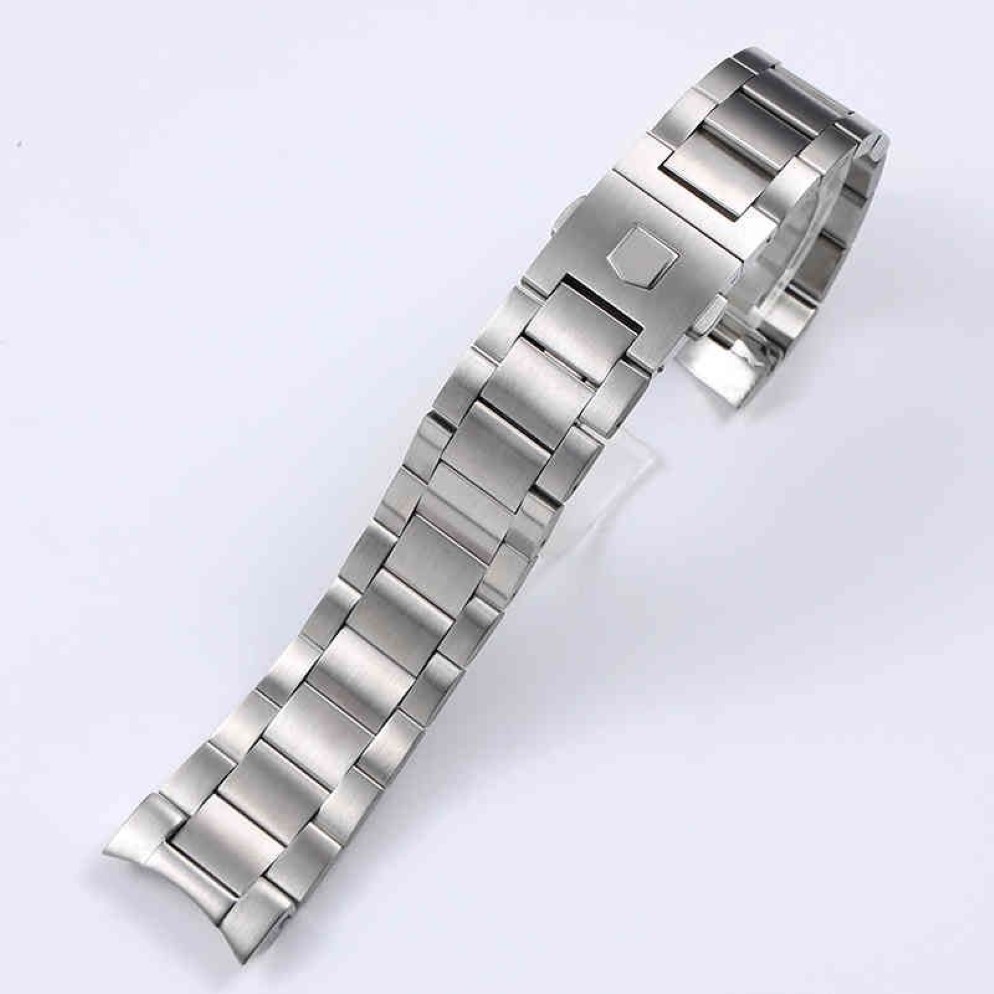 Armbandsrem för taggheuer -serien Solid rostfritt klocktillbehör Band 22mm Steel Silver Matte Texture2583