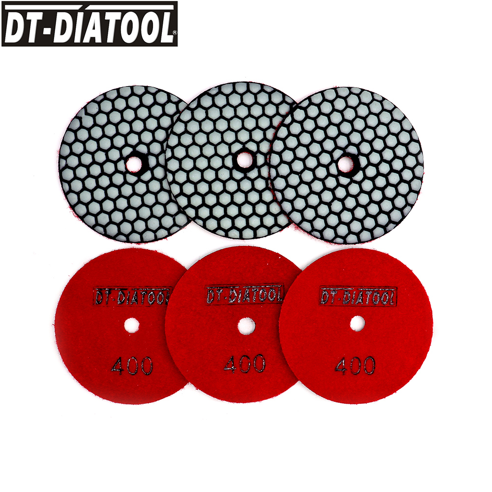 DT-DIATOOL 6/Grit #400 Dry Polishing Pads Resin Bond Flexible For Marble Ceramic 4"/100mm Granite Sanding Disc