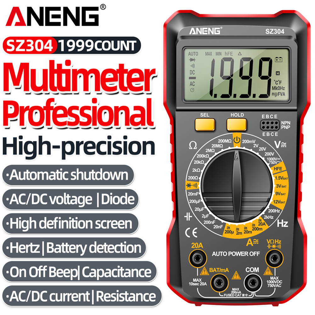 ANENG SZ304 Intelligent multimeter Auto-Rangerande spänningsmotståndsmätare 2000 Räknar Vote Current Ohm Test Tool