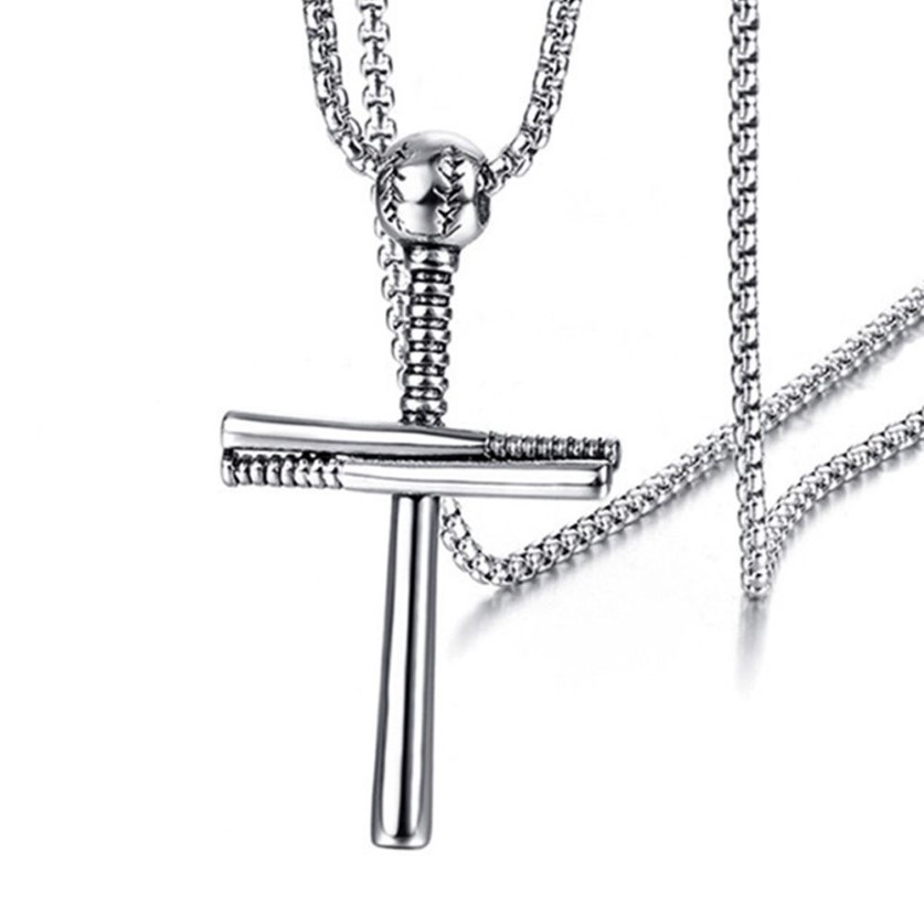 European and American outdoor baseball cross pendant necklace Fashion personality Man's accessories 244e