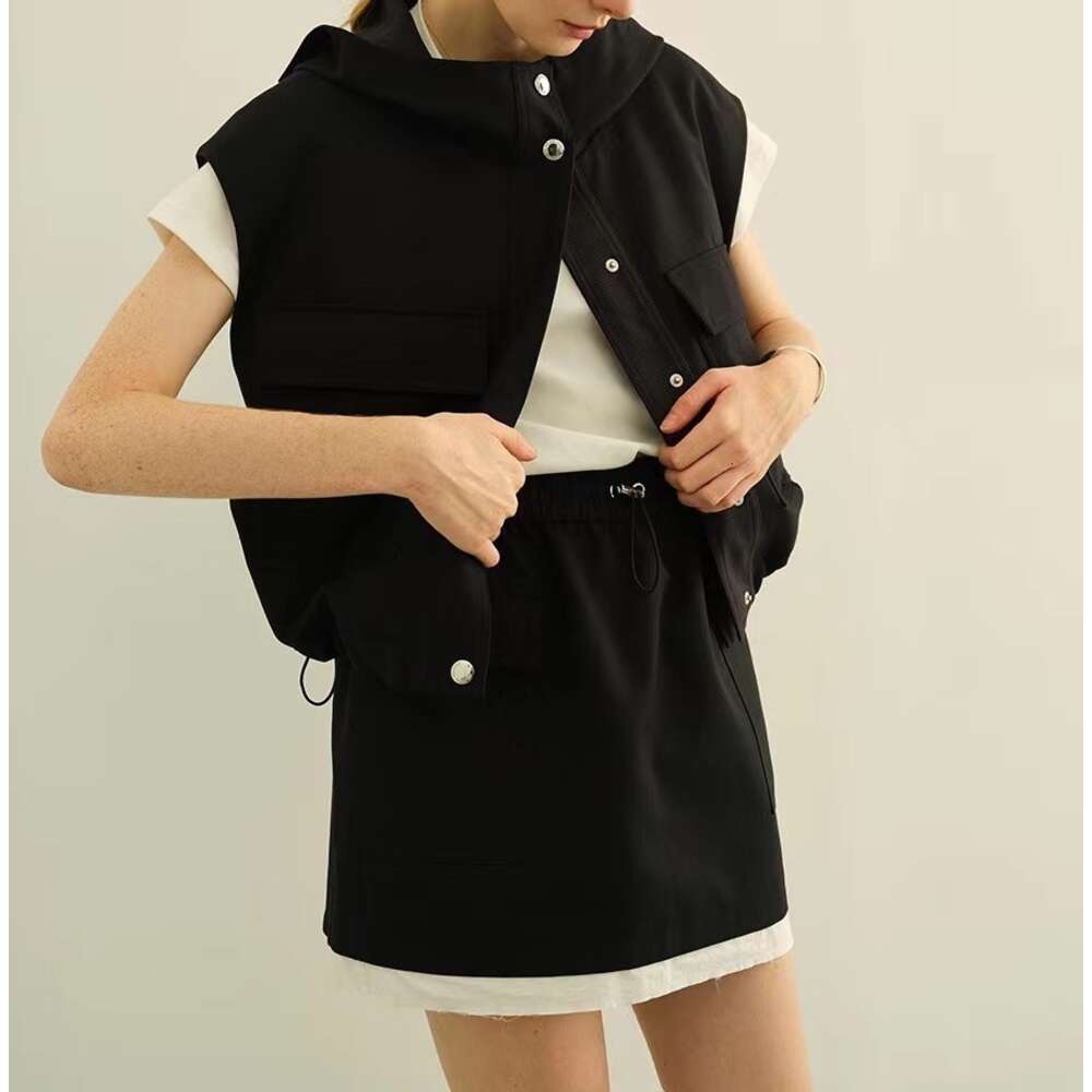 Kamizelka odzieży roboczej w stylu Miumiu+krótka spódnica z bawełny kolor podwójny tkanin