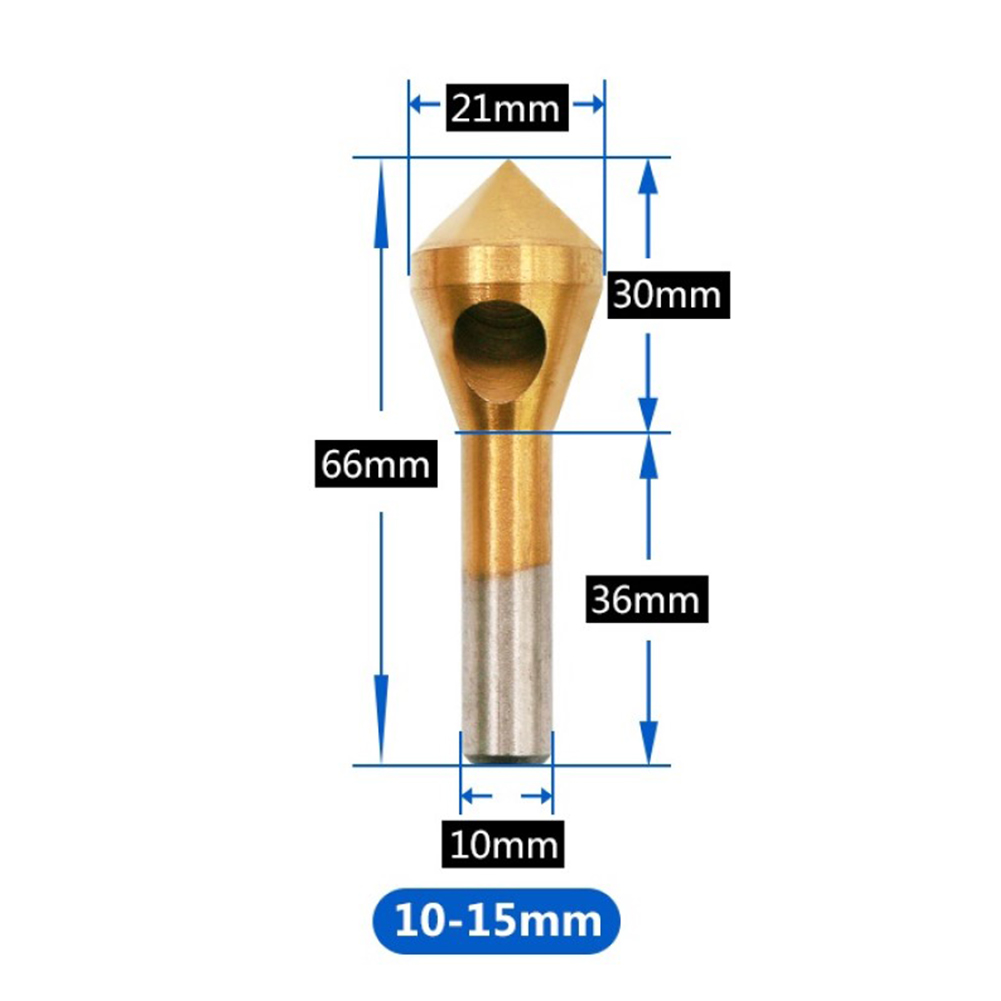 HSS Titanium Countersink Deburring Drill Bit 6/8/10/12mm Shank For Cutting Metal Wood Plastic Hole Cutter Metal Chamfering Tool