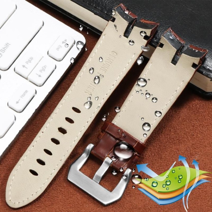 Uhrenarmbänder Yopo Echtes Lederarmband 26mm Schwarz Braun Armband mit Dornschließe für Serie Herrenzubehör268S