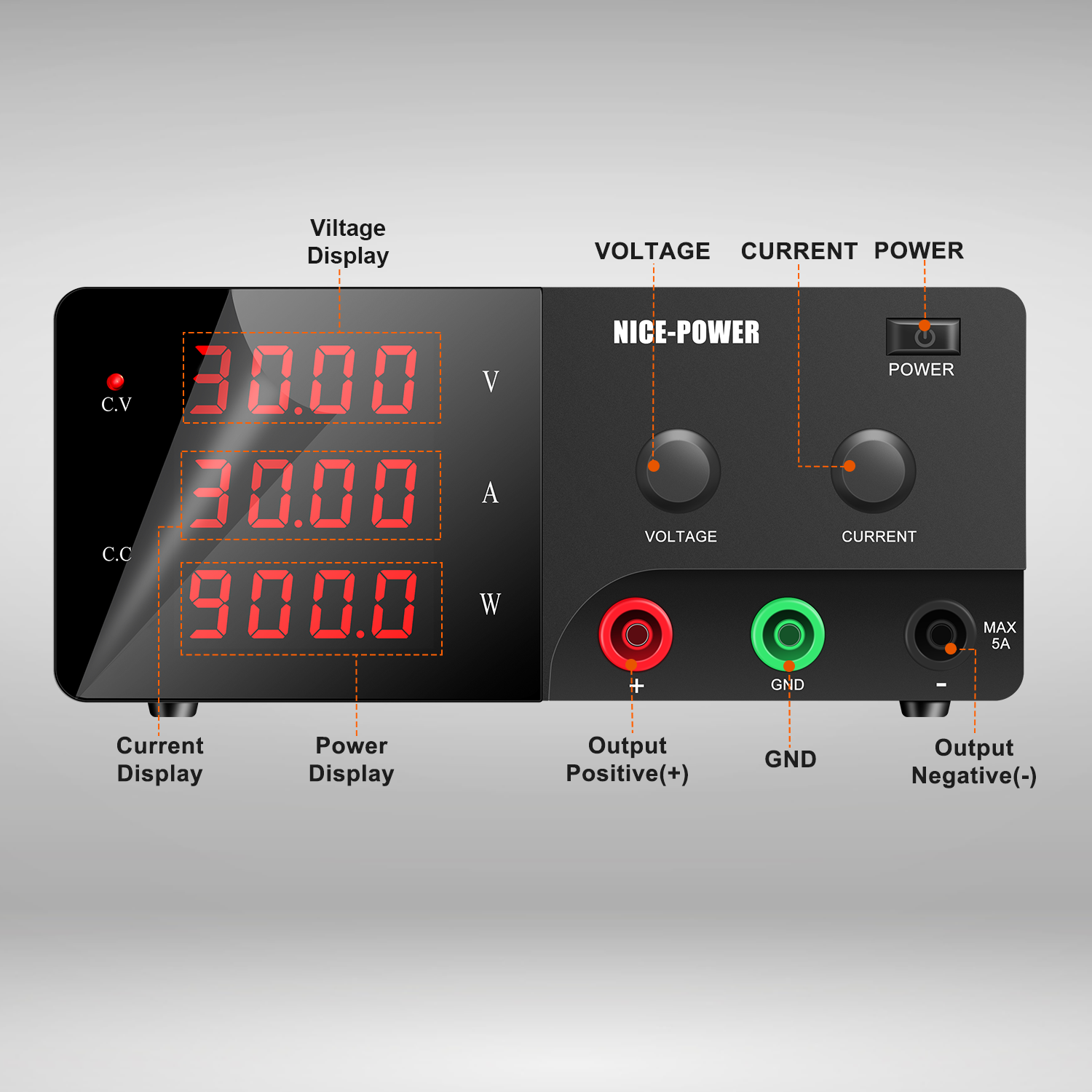 Alimentation électrique stabilisée CC 30V 30A Source de banc réglable Alimentation de laboratoire 30V 20A Variable de commutation haute puissance 60V 10A