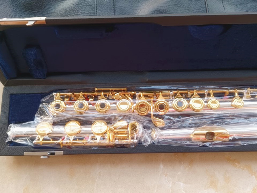 Nieuwe Collectie Professionele Fluit muziekinstrument 17 hole E-Key Verzilverd Body Gouden sleutel C Tune open close veelgebruikte Fluit