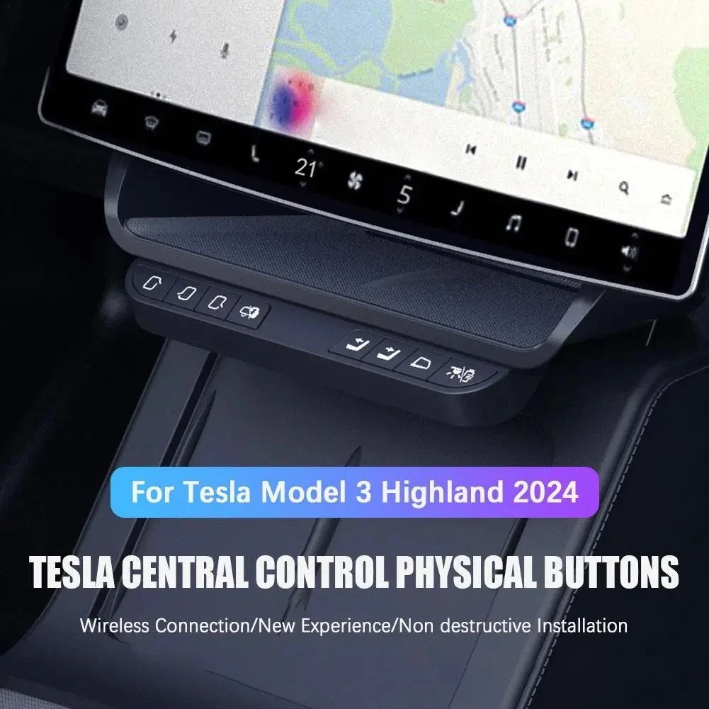 Умный ящик для хранения для Tesla Model Y, физическая кнопка, модель 3, 2024, Highland, центральный экран, беспроводные кнопки управления, автомобильное дверное сиденье