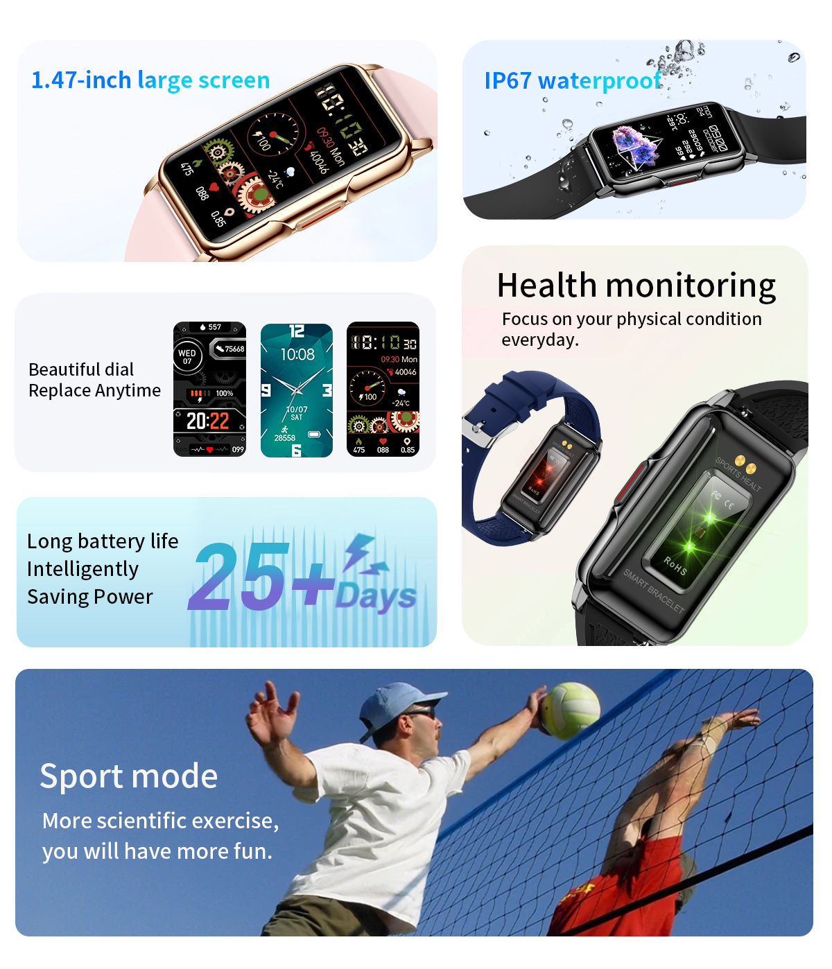 Xiaomi Women Smart Watch Bracciale ESERCIZIO RAGAZZA PRESSIONE AMBIAMENTO IP68 Smartwatch donne impermeabili smartphone