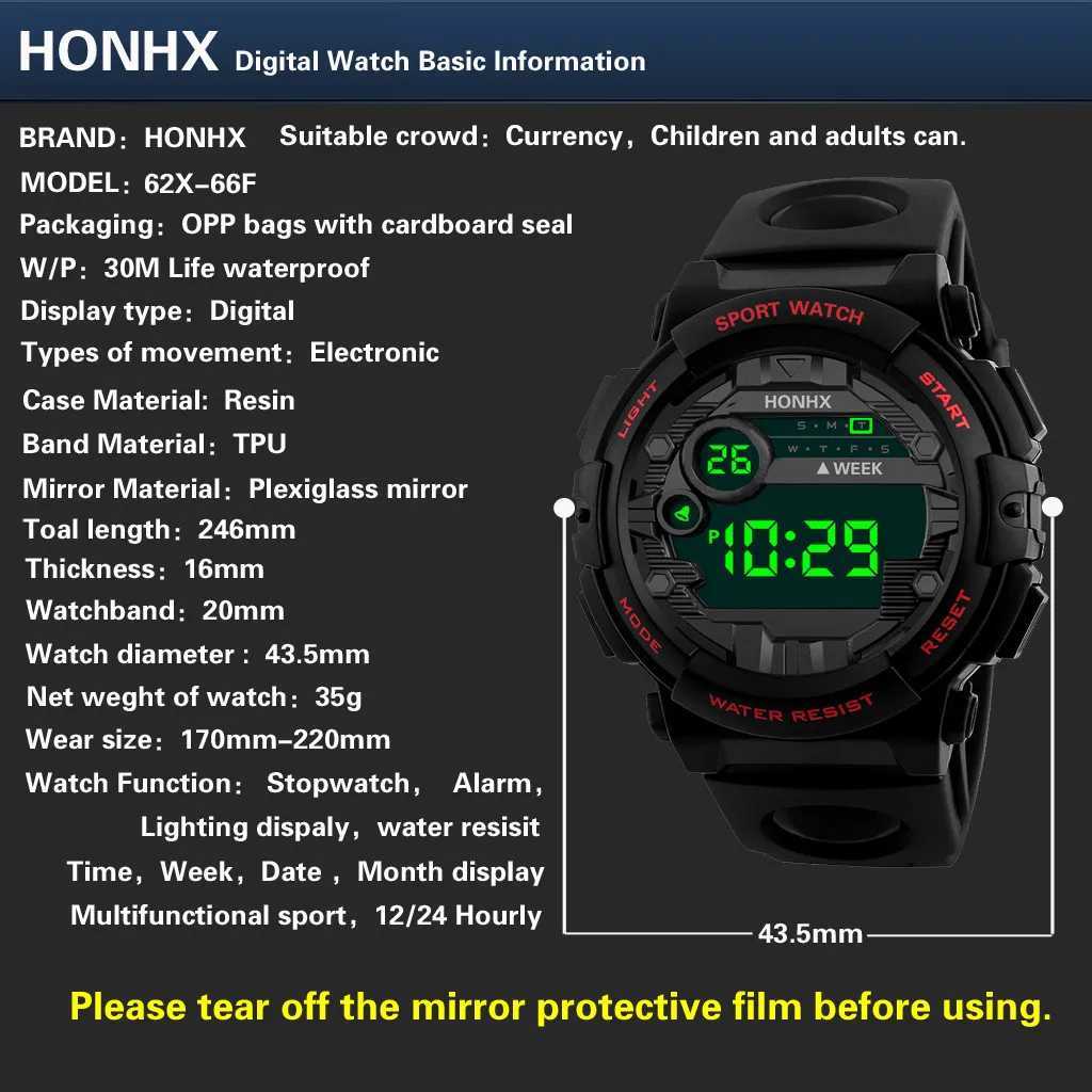 Armbandsur lysande sportmens digital klocka avancerad silikonband armbandsur leder man svart militär klocka hodinky relogio masculino 24329