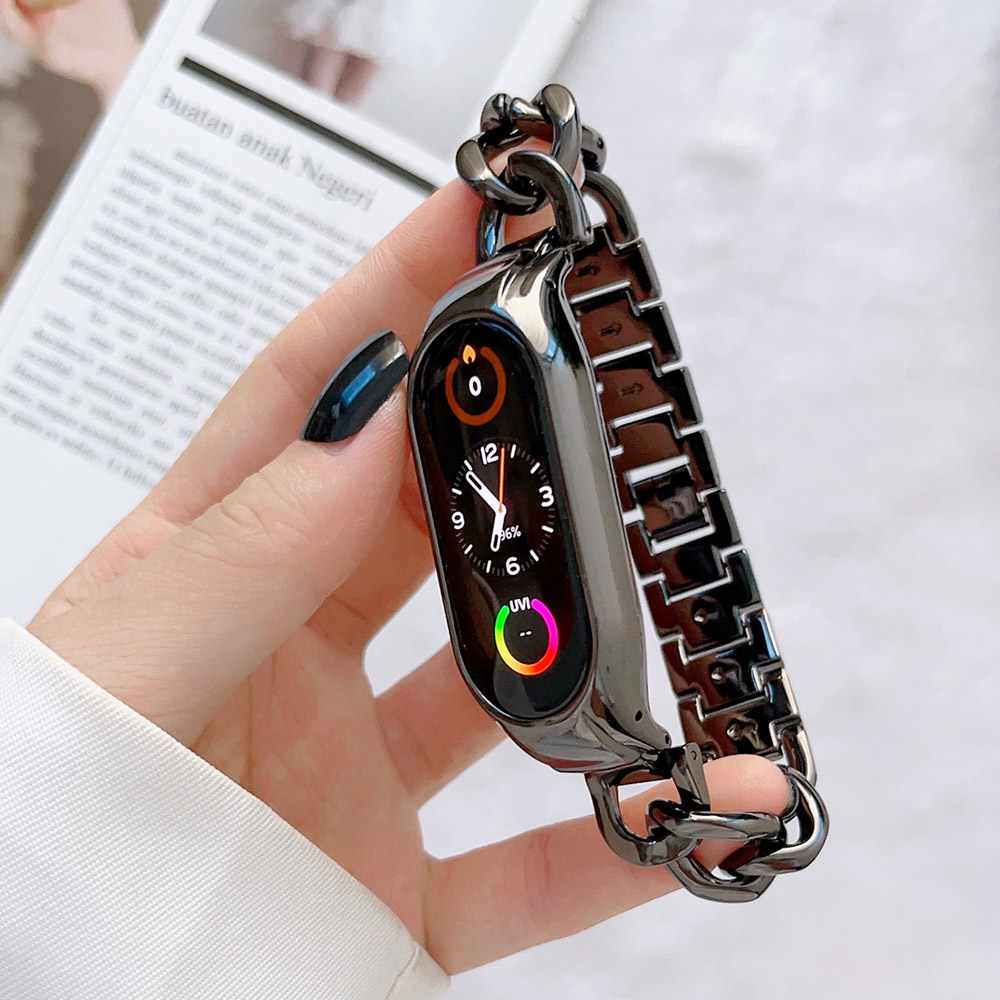 Rose Gold Watchband for Mi Band 7 Bands Accessories Bracelet for Xiaomi Miband 6 5 4 3 Strap Replacement Metal Alloy Men Women