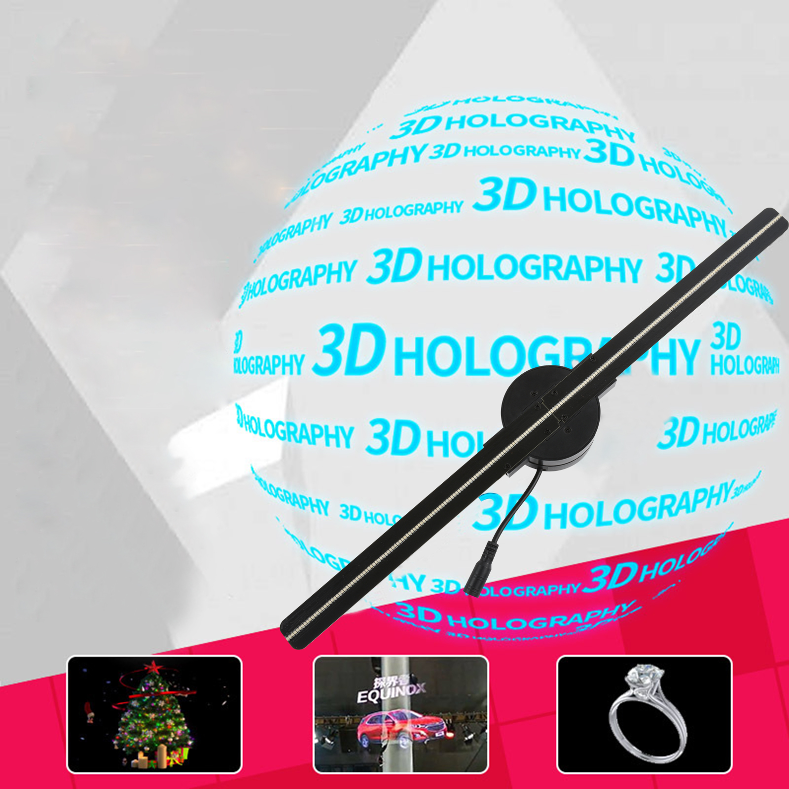 42cm WiFi HoloGrama 3D Projector Fan 224 LED Máquina de publicidade holográfica Picture Picture Imaging Holograma Player Logo Display