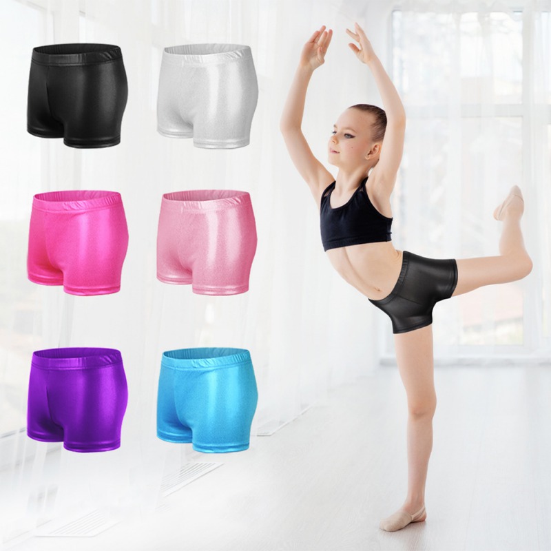 New Kids Girls Shiny Dance Shorts Bottoms Activewear Child Clothes for Yoga Sports Workout Gym Gymnastic Dancing