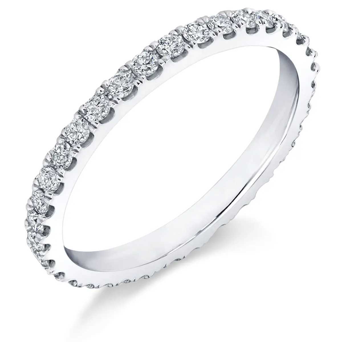 Anéis de casamento DEZO Moissanite Eternity Wedding Band Brilhante Rodada 2mm D Cor Anéis de empilhamento para mulheres 925 joias de prata esterlina 24329