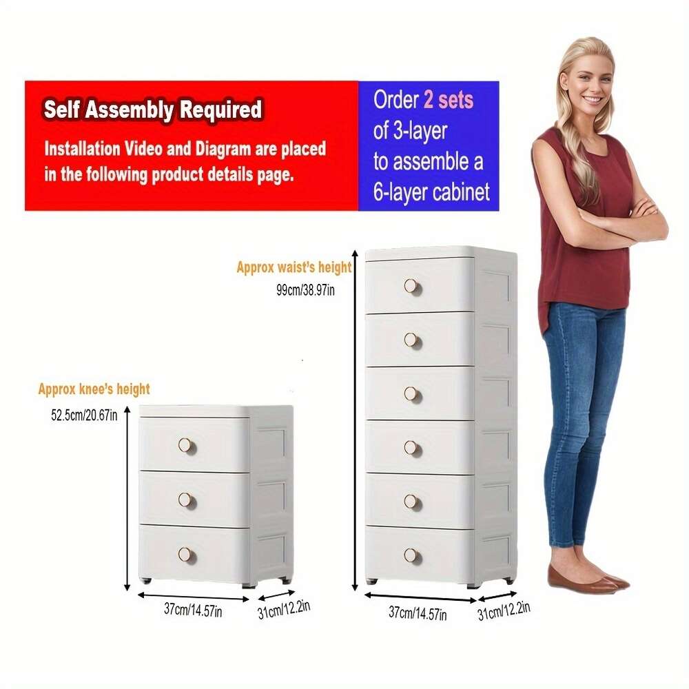 Plastic Drawer Cabinet with Multi-layer, Large Capacity Clothes Box Books, Shoes, Free Standing Containers, Household Storage Organization Furniture for