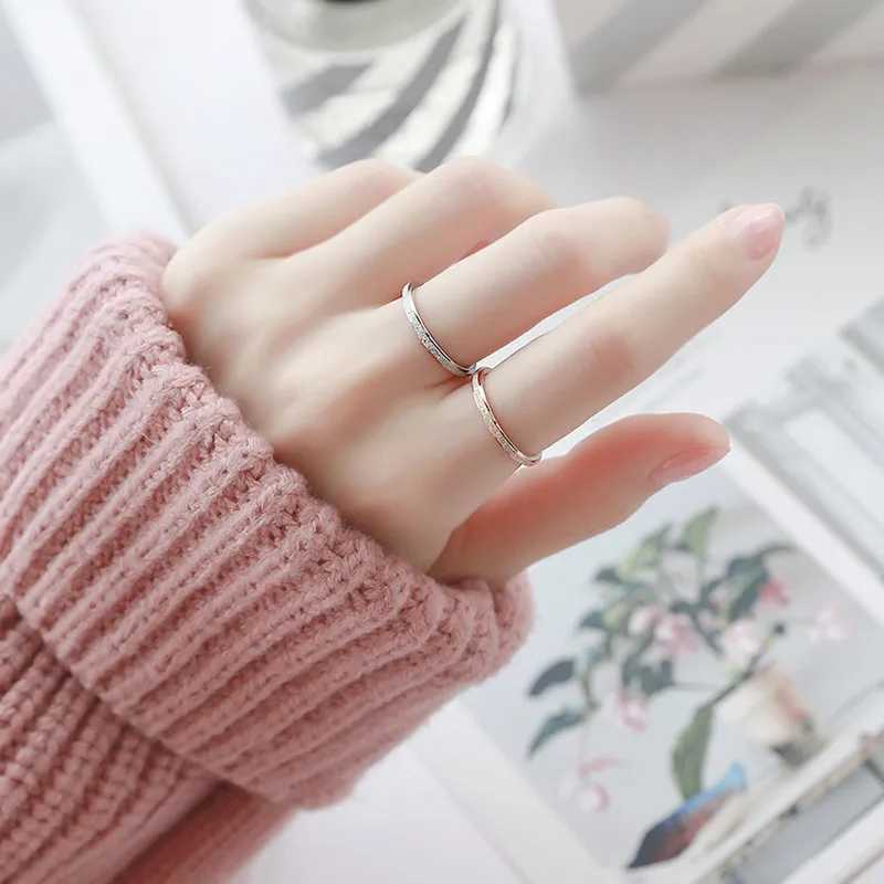 Wedding Rings KNOCK High quality Fashion Simple Scrub Stainless Steel Women s Rings 2 mm Width Rose Gold Color Finger Gift For Girl Jewelry 24329