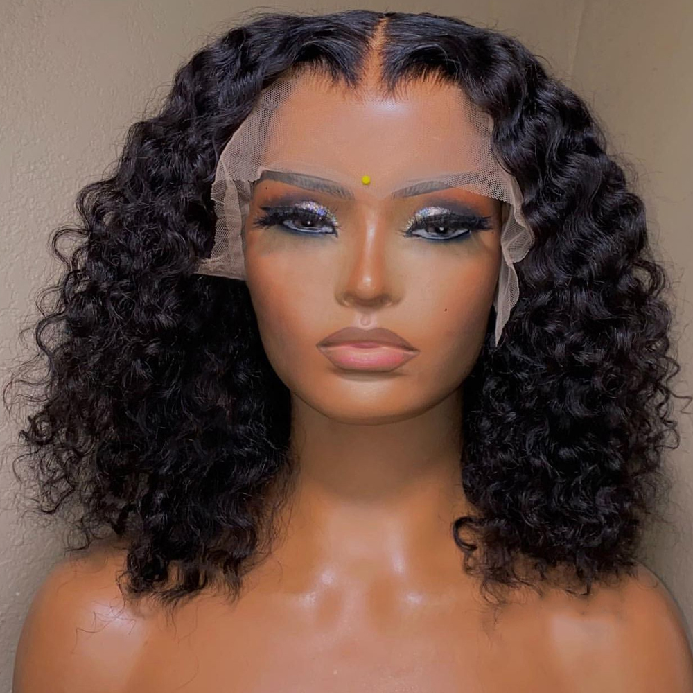 13x4 Wig Frontal Wig Curly Human Wig Curly Human Wig Wig Wig Loose Water Wave T Part Lace Front Bob Wig para Mulheres Negras