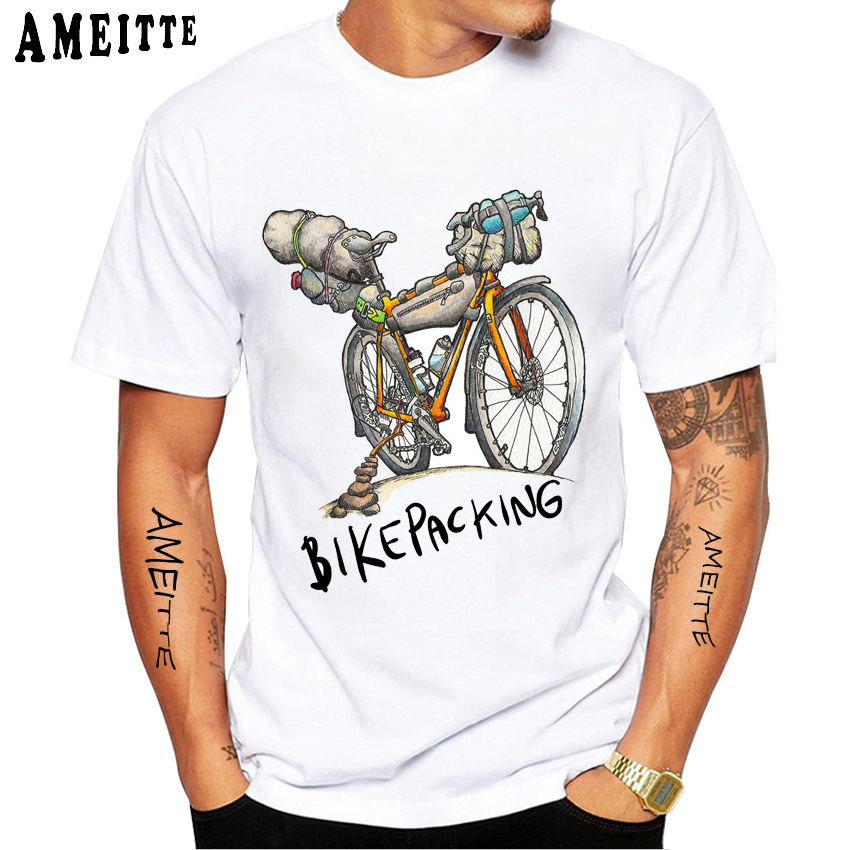 Fixie Fixe Gear Bicycle Cycling Cat Punk Rider T-shirt Nouveau Summer Men Short Manneve Funny Bike Sport Blanc Casual Boy Tees Tops