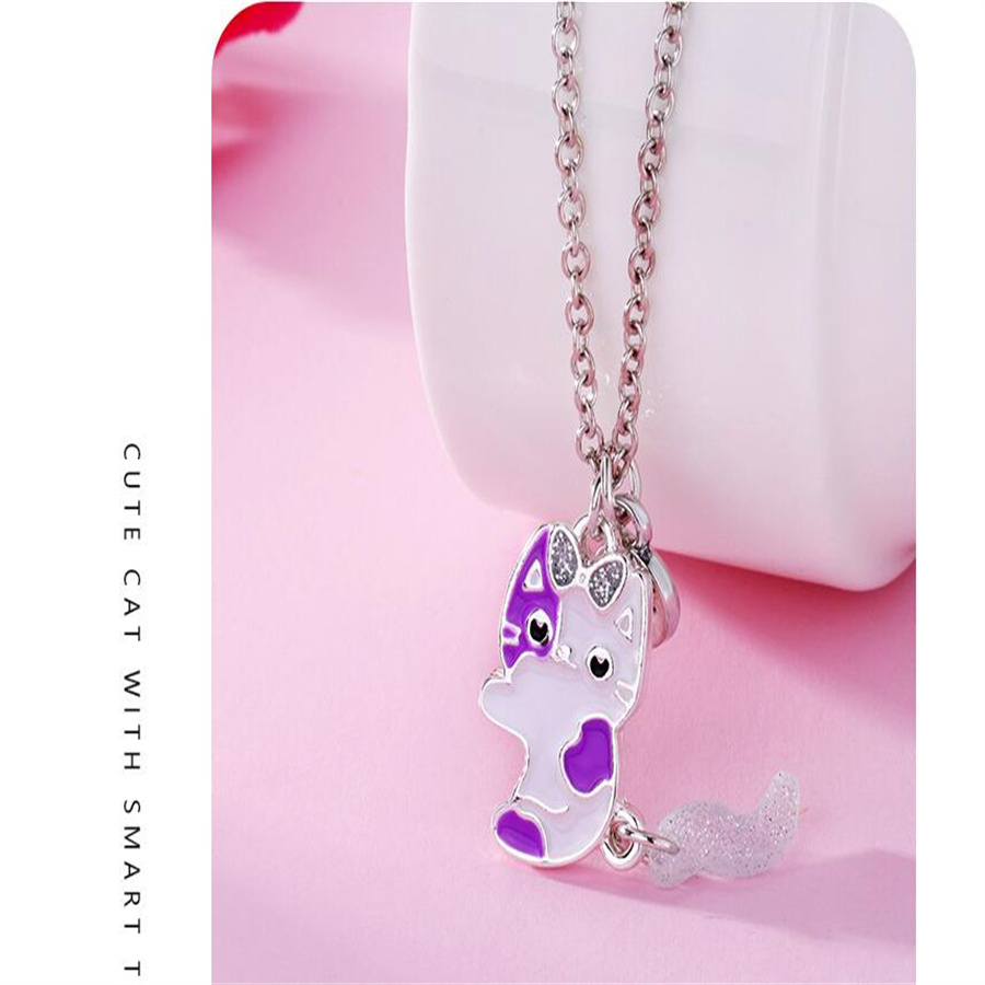 2 stuksleuke cartoon kat vormige hanger ketting beste vriend ketting BFF vriendschap kindersieraden meisje cadeau AB48