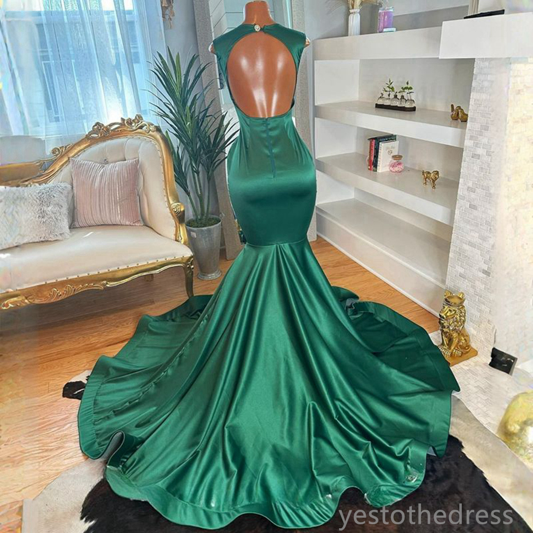 Verde smeraldo 2024 Abiti da ballo donne nere Abiti da sera Promdress Elegante Illusion Strass Abiti formali con perline Abito da compleanno Abito da ricevimento AM624