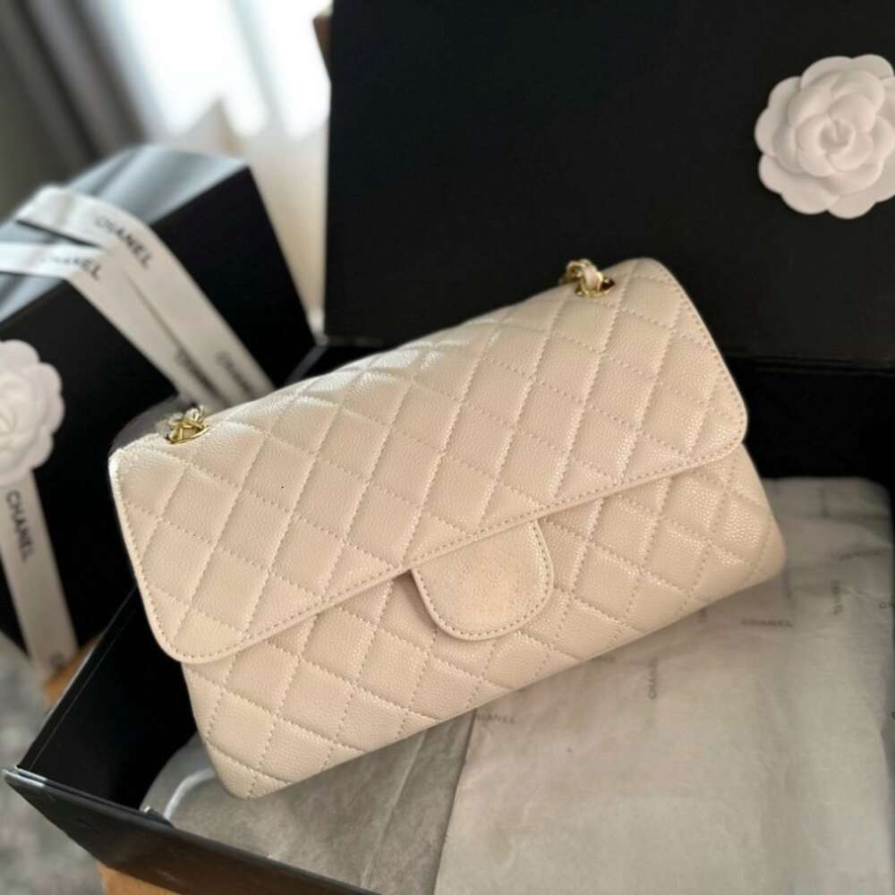 Bag Store 2024 Shoulder Wholesale and Retail New Classic Cf Caviar Small Fragrance Style Womens Fashion Trend Litchi Grain Cowhide Single Oblique