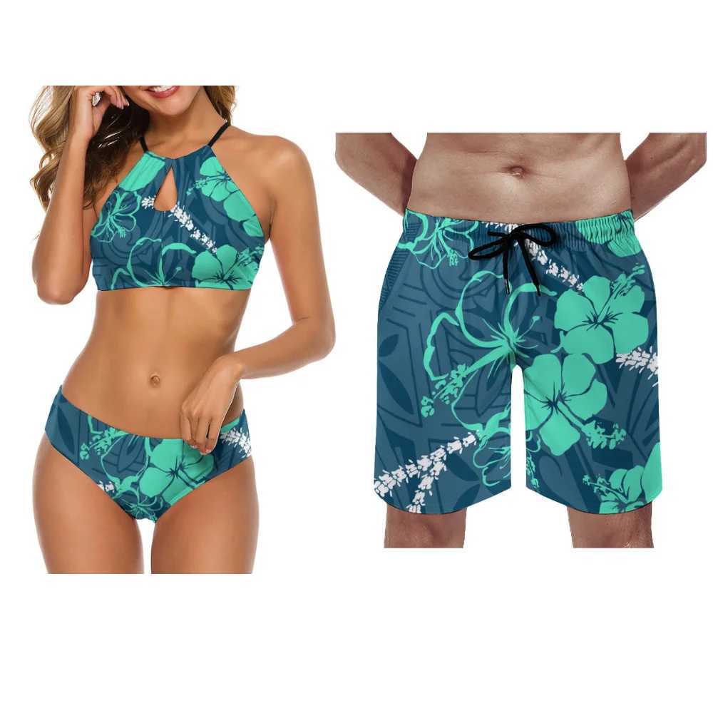 Roupa de banho feminina 2024 novo biquíni verão sexy maiô praia push-up personalizado polinésia casal masculino shorts yq240330