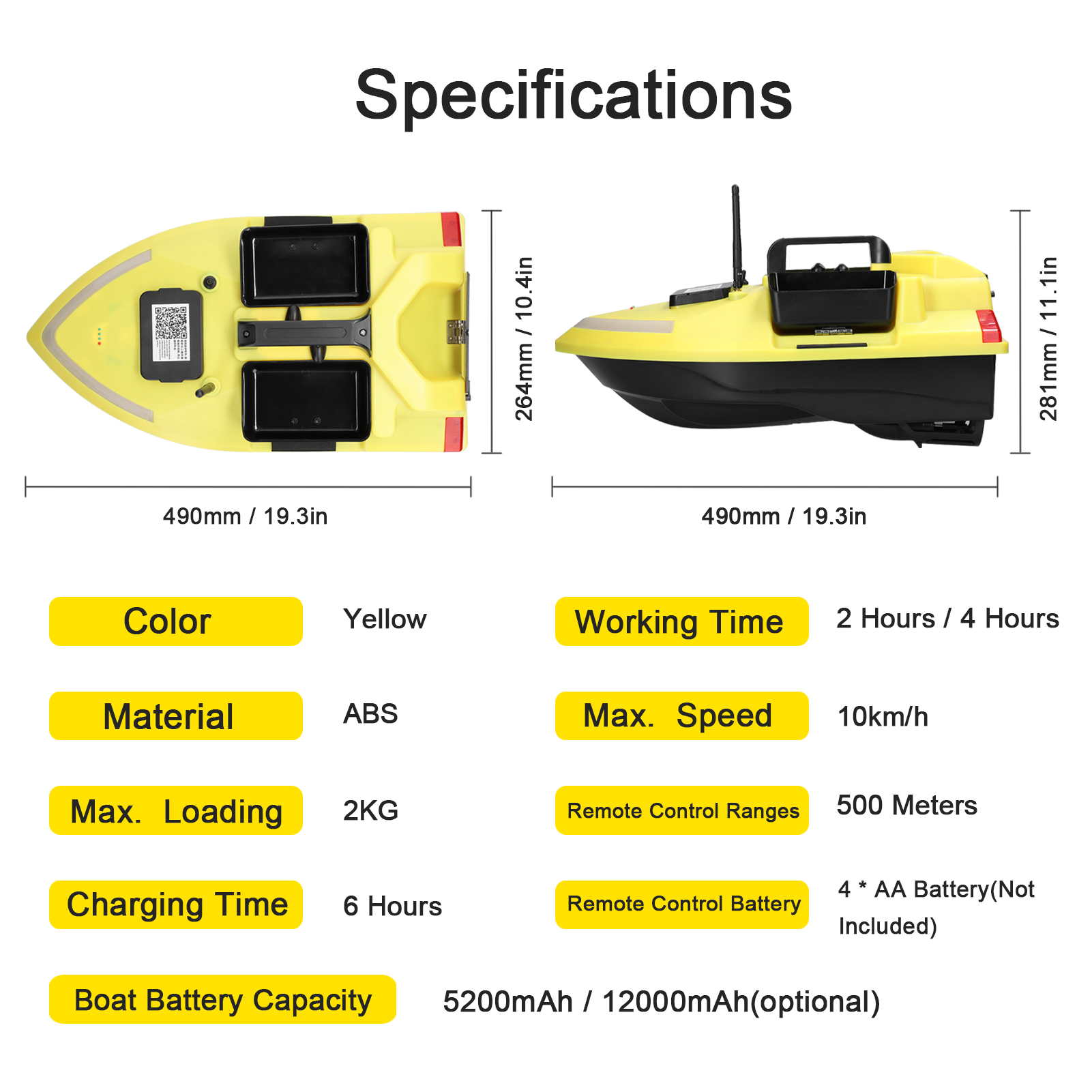 GPS Fishing Bait Boat 500m Remote Control Bait Boat Dual Motor Fish Finder 2KG Loading Automatic Cruise/Return/Route Correction