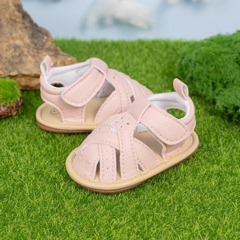 Sandalen KIDSUN Baby Mädchen Sandalen Flache Gummisohle Rutschfeste Baby Mädchen Schuhe Kleinkind Kleinkind Sommer Lässige Strandsandalen Neugeborenen 240329