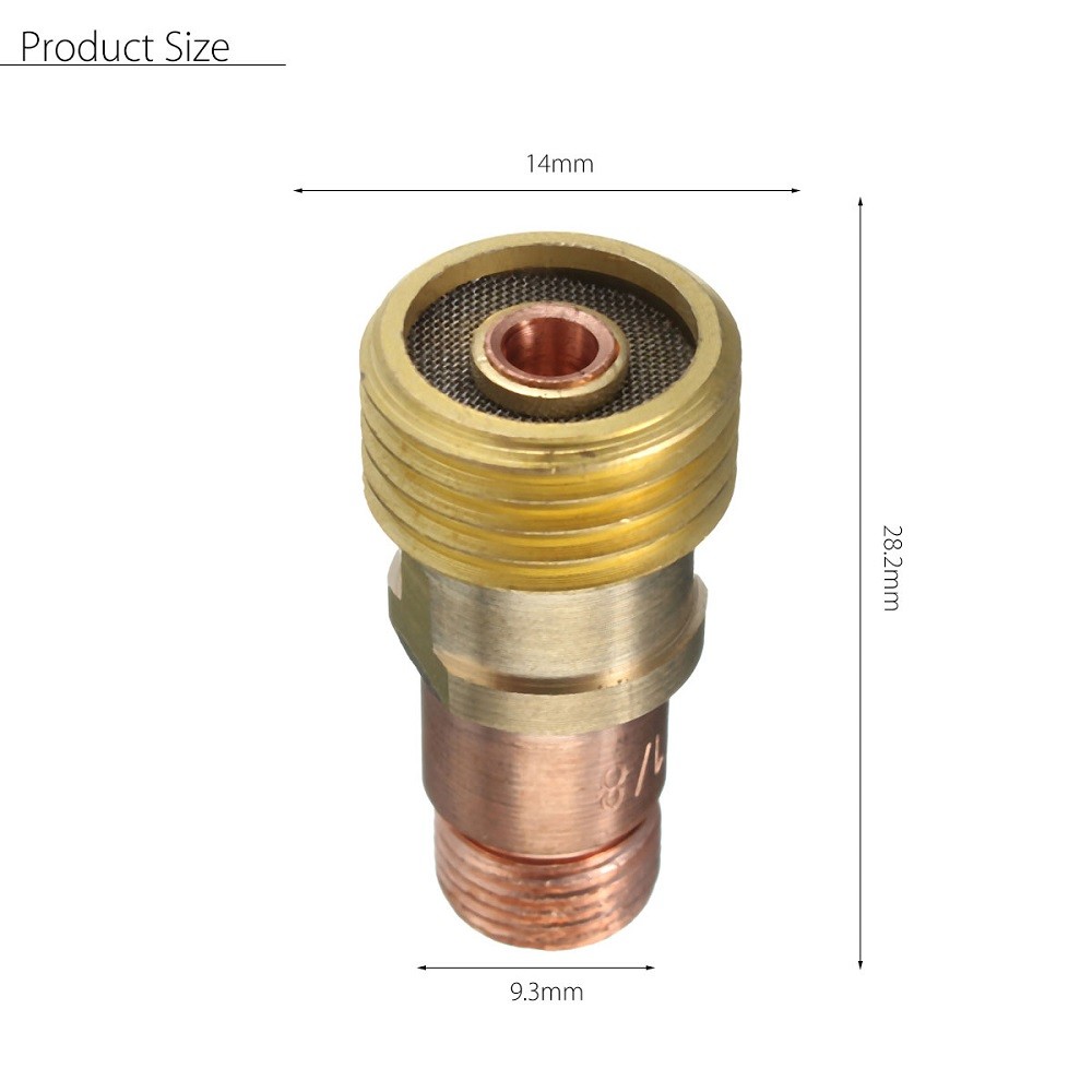 1st Gas Lens Connector Collets Body Stubby Gas Lens Connector w/Mesh TIG WP-17/18/26 Högkvalitativ lättvikt