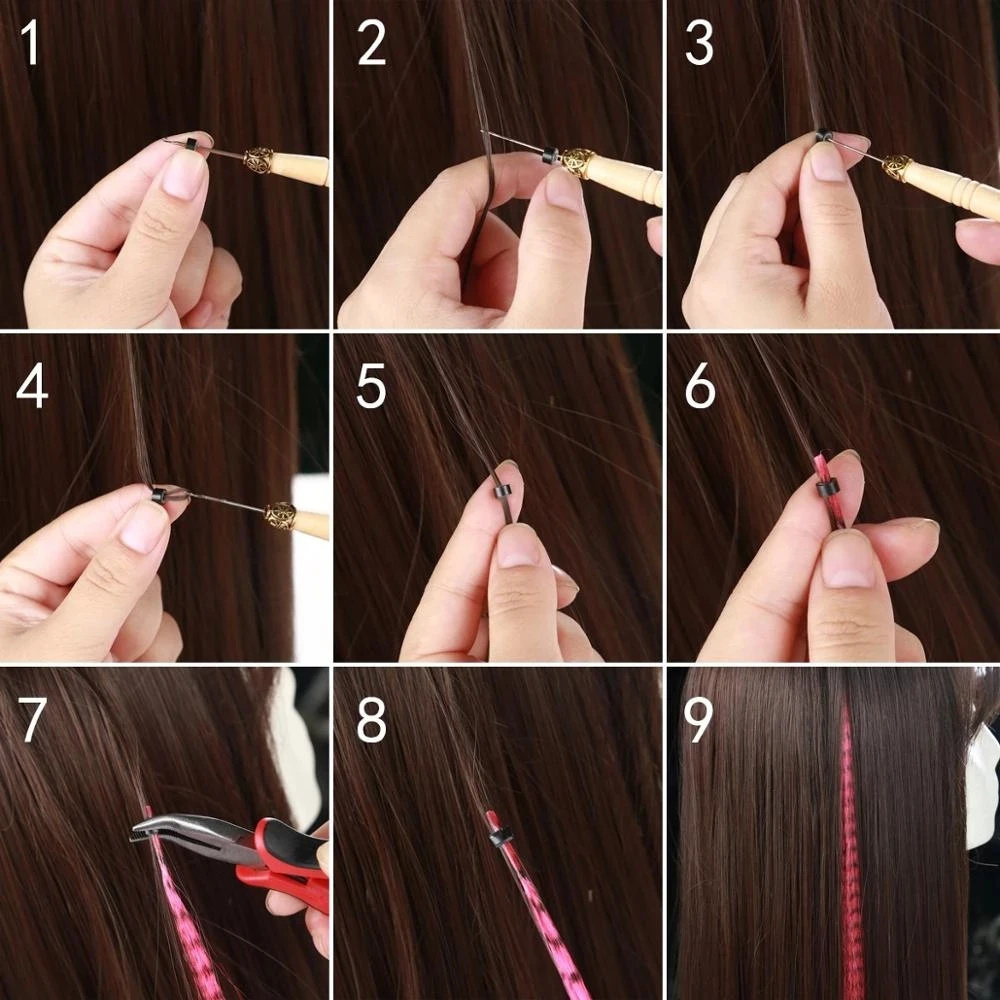 Lisi Girl 합성 색상 I-Tip Feather Hair Extensions 16 인치 10 가닥/팩 여성 고온 섬유 가발 액세서리