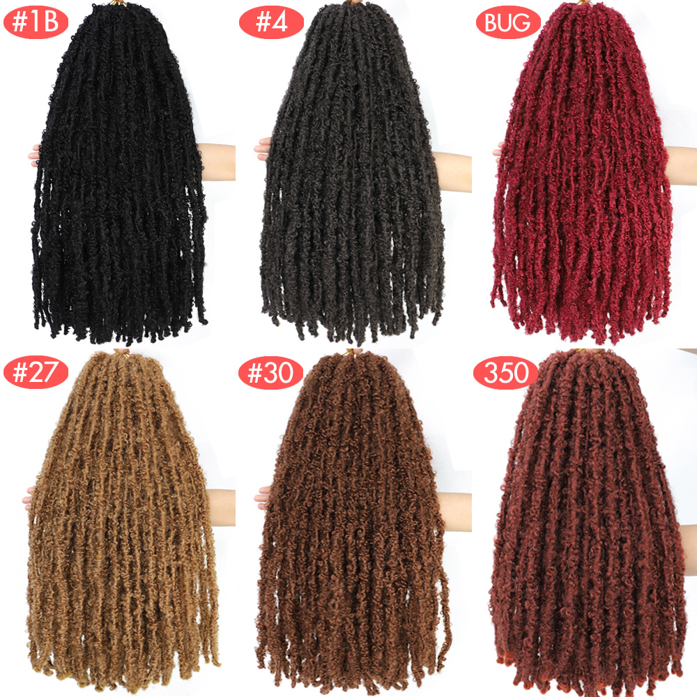 Butfly Locs Crochet Cheveux 24 18 36 pouces Naturel Natural Noir en détresse Traids Crochets Faux Locs Tressage synthétique Extensions de cheveux