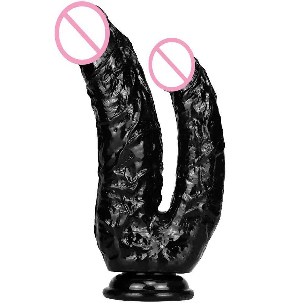 NXY DILDOS DONGS FREDORCH LONGO BLAT BLACK DUPLO DILDO APRENHO PARA O TRINHOLADO ADULTO DE MÁQUINA DE SEXAÇÃO PARA WOMEM VAGINA E ANUS VAC U LOCK CONECTOR 240330