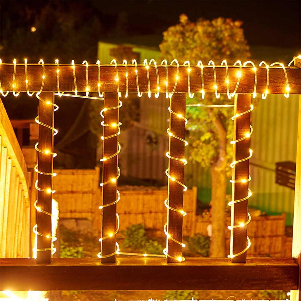 Luz de la cuerda solar de 30 m al aire libre cuerda solar cuerda luz impermeable tubo de PVC luz de hada para la decoración del camino de la fiesta de la cerca del jardín