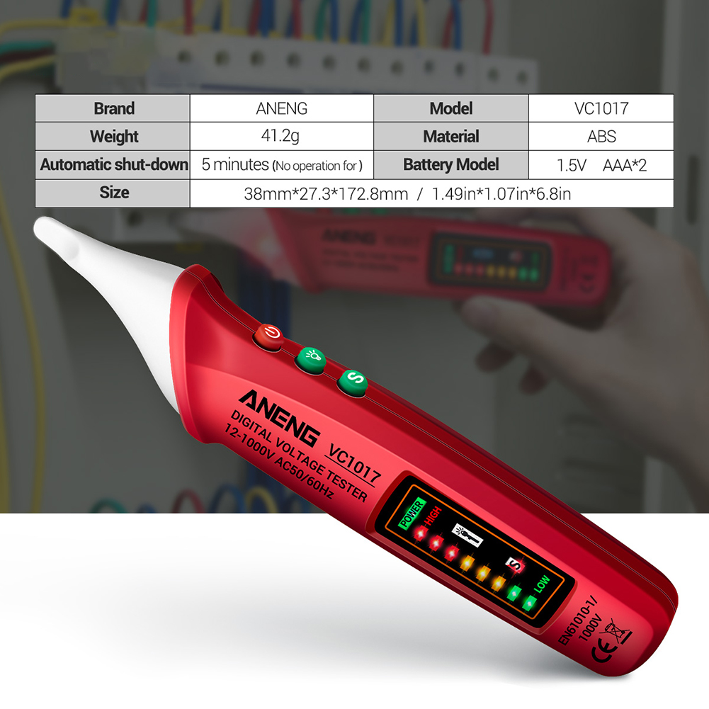 Aneng non contatto a penna led luci utensili elettrici Sensore tester allarme intelligente alimentazione alimentazione alimentazione tensione di tensione voltmetro