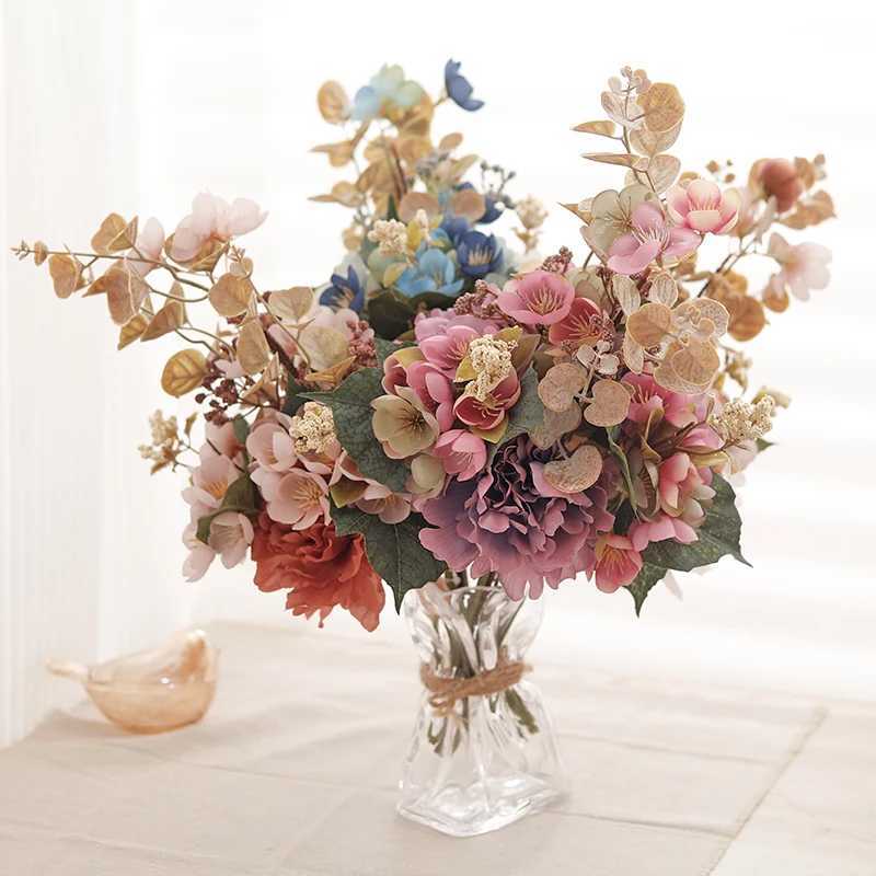 Couronnes de fleurs décoratives en soie, fleurs artificielles, grande pivoine blanche, bouquet d'automne pour mariage, maison, centre de table, décoration champagne, grand faux floral L2403