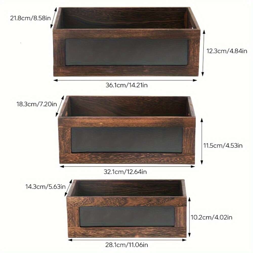 레트로 박스가있는 레트로 박스, 쓰기 가능한 칠판, 빈티지 바구니, 조미료 캔 데스크탑 메이크업 저장 슈퍼마켓 과일 디스플레이 나무 상자, 홈 장식