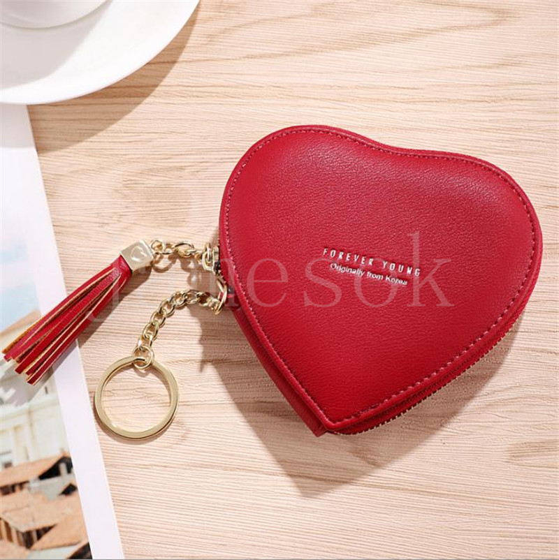 Groothandel hartvorm portemonnee muntzakje aangepast logo schattige mini sleutelhanger portemonnee df140