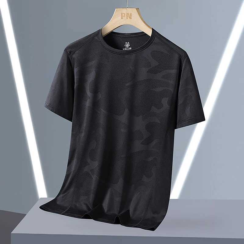 Men's T-Shirts Quick Dry GYM Sports T-shirt Fashion Extra Large 7XL T-shirt Camo Black and White 2024 Summer Short Sleeve Top T-shirt J240330