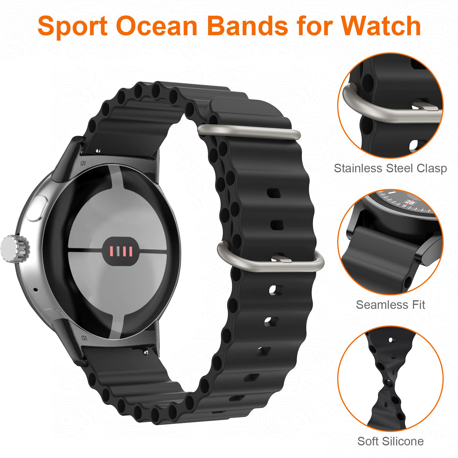 Oceaanriem voor Google Pixel Watch Riem vervangende riem Siliconen Watch Sport Bracelet Correa voor Pixel Watch Band -accessoires
