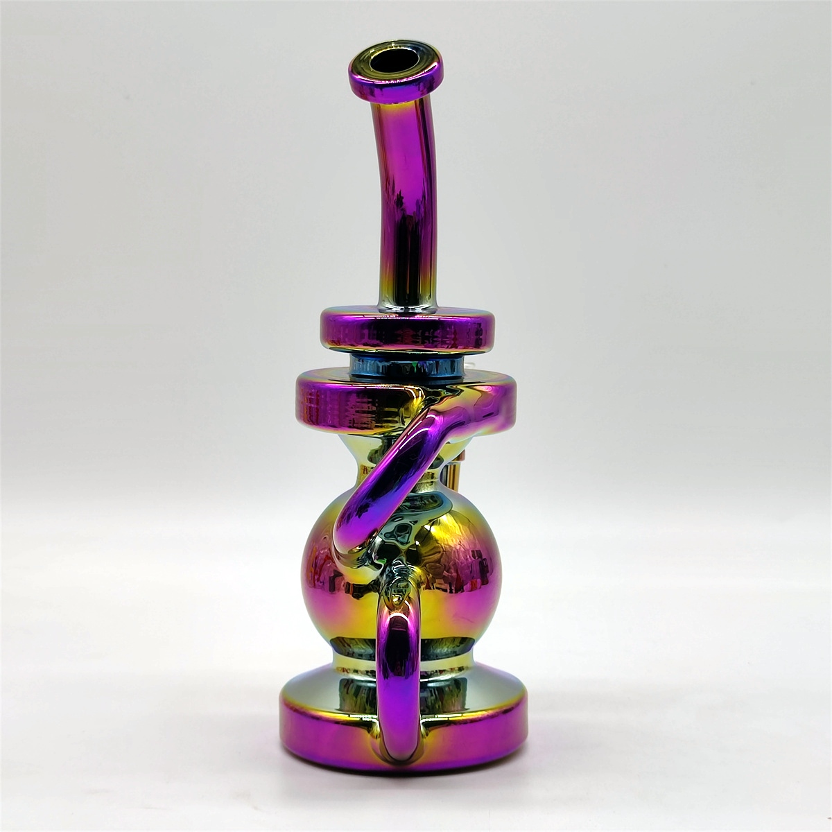 2024 Mehrfarbig getöntes lila Glas 9-Zoll-Glasbongs Wasserpfeife Bong Tabakrauchrohr 14 mm Schüssel Dab Rig Recycler Bubbler-Rohre