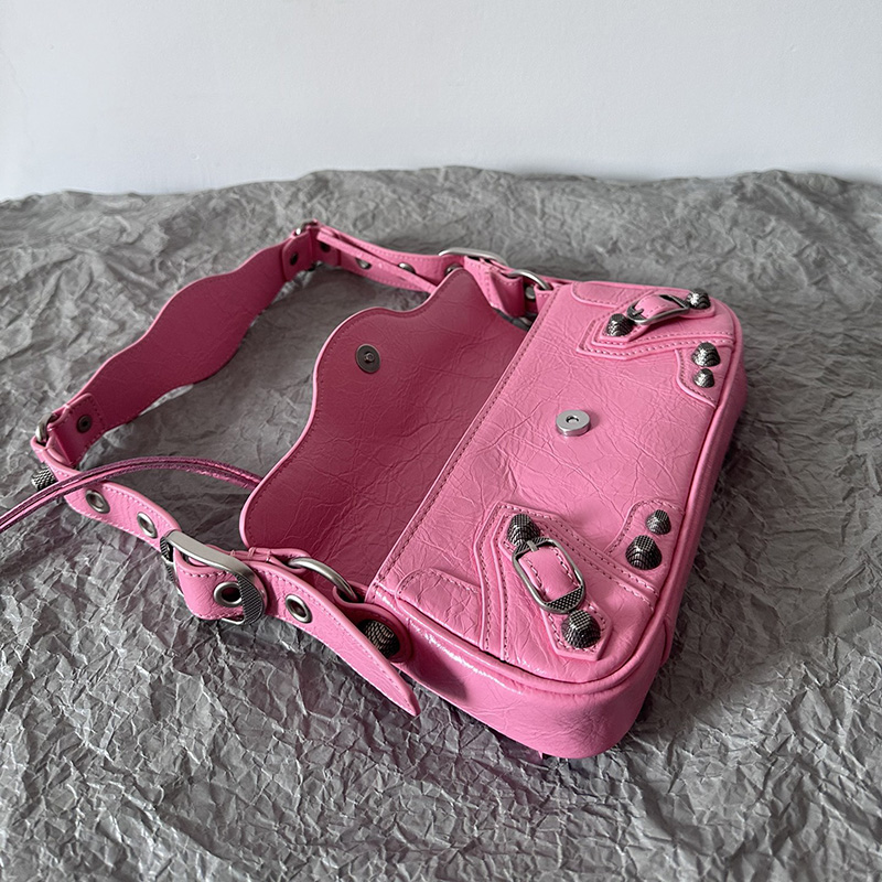 미러 품질의 여성용 르 카고 XS 슬링 가방 핑크 블랙 아레나 램스킨 디자이너 어깨 가방 빈티지 실버 하드웨어 레이디 웨딩 지갑과 상자