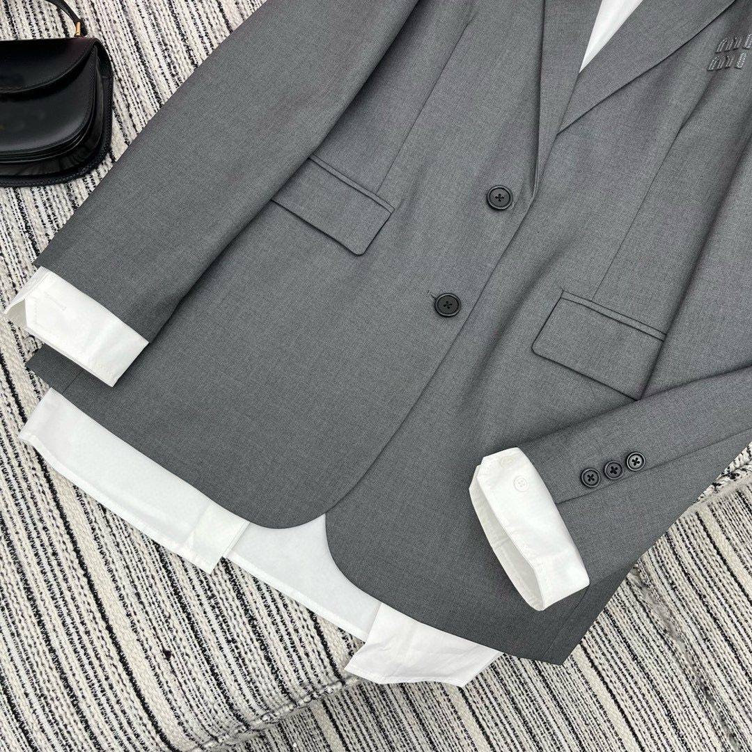 Designer femmes blazer veste manteau vêtements femme blazers vestes lettres classiques style printemps automne gris libéré haut