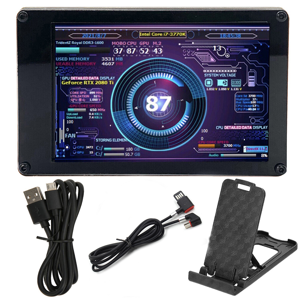 Dual USB PC Secundair display 3,5 inch IPS DIY Temperatuurbewaking CPU GPU RAM HDD Acryl voor Windows Linux Raspberry Pi