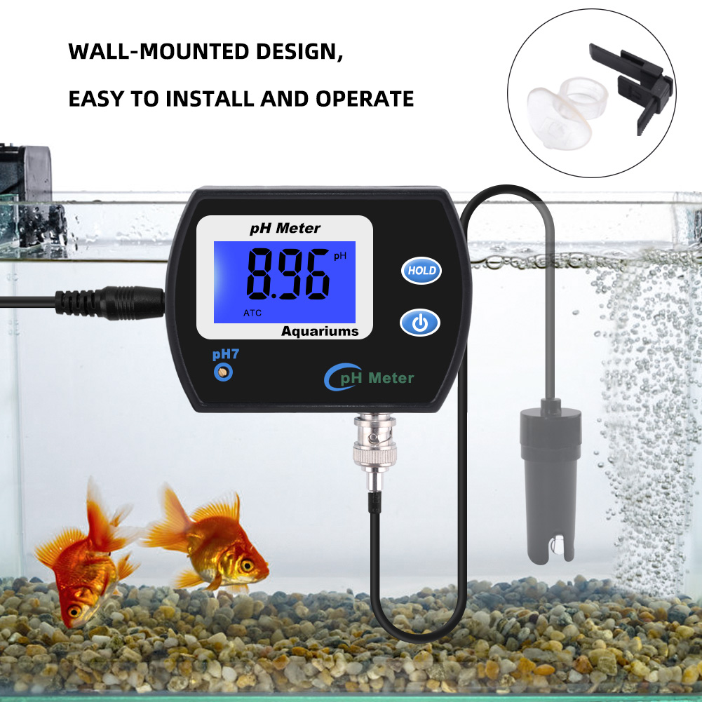 Professionele nauwkeurige pH-meter voor aquarium multi-parameter waterkwaliteit Monitor Online pH-monitor Acidometer US/EU-plug