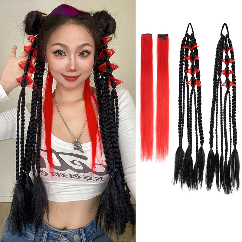 Long Synthetic Hair Chignon Tail With Rubber Ponytail Black Hairpiece Pony Braid Hair Ponytail Extensions Black Color For Women