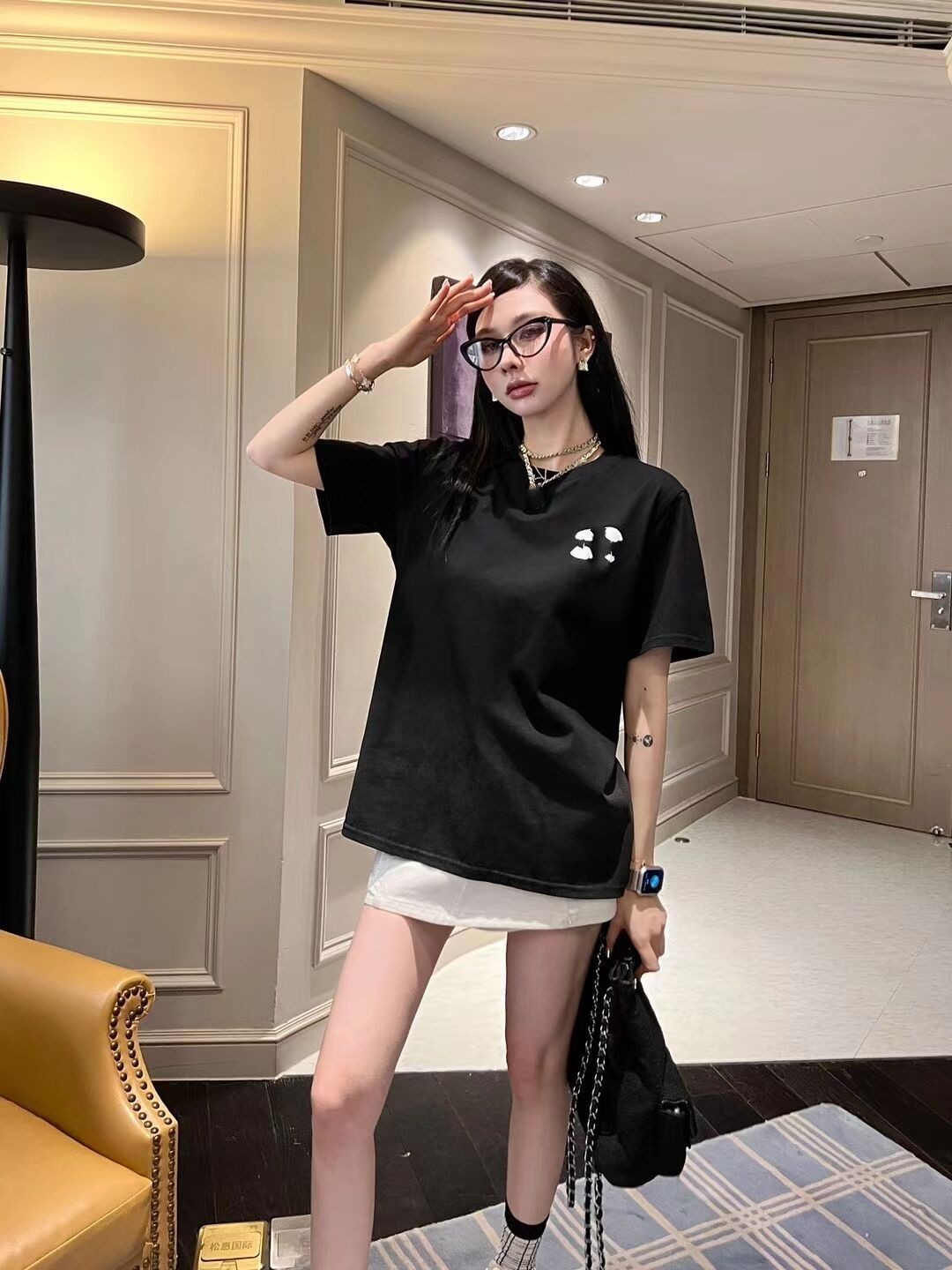 Summer new Design women's o-neck short sleeve cotton fabric logo embroidery tie-dying gradient color medium long t-shirts