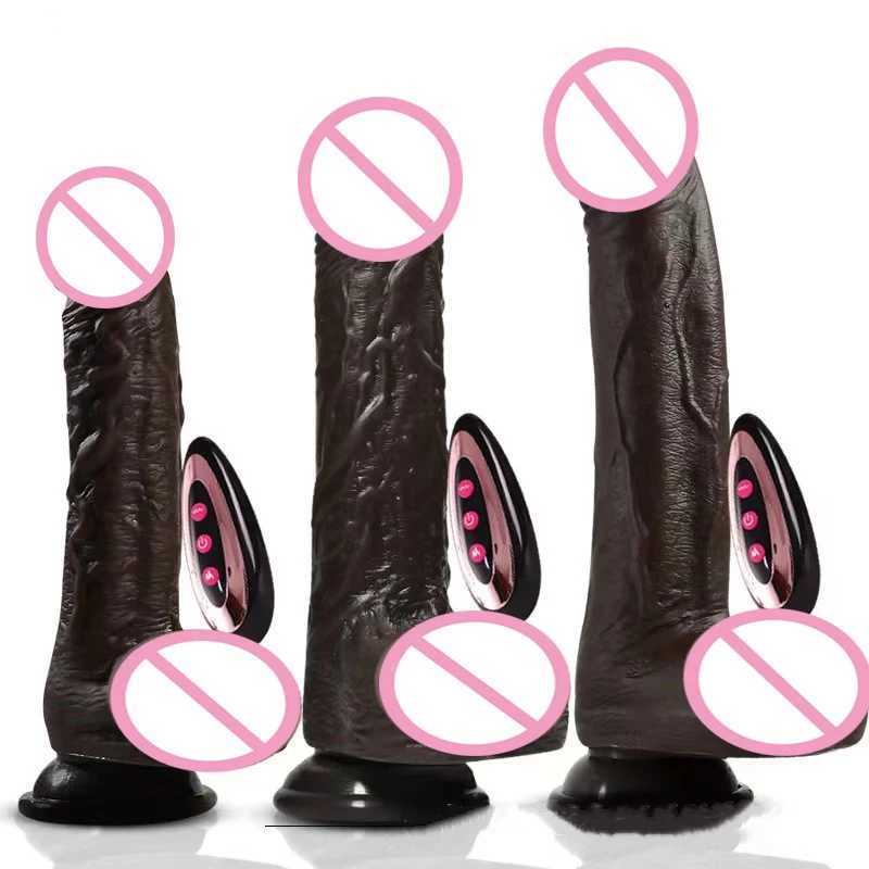 nxy dildos dongsblack大型偽のディルドエレクトリックテレスコピックスイングペニスマスターベーターアダルトセックスおもちゃソフトヒーティングバイブレーターGポイントマッサージ240330