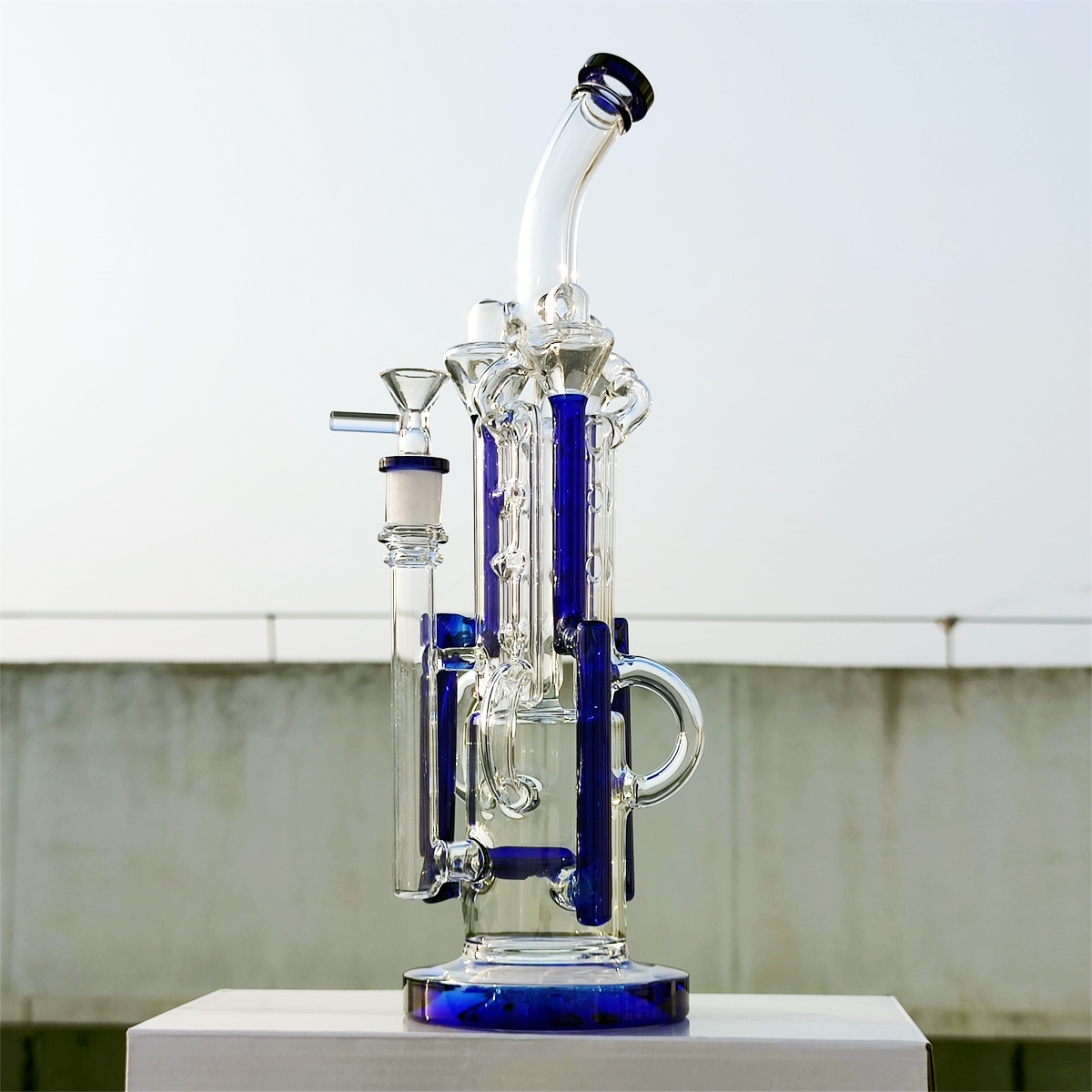 2024 Huvudt glas Neo Fab instrument Steam Punk 15 tum storskalig glas Bongs vattenrör bong tobak rökning 14 mm skål dab rigg återvinning bubbler rör