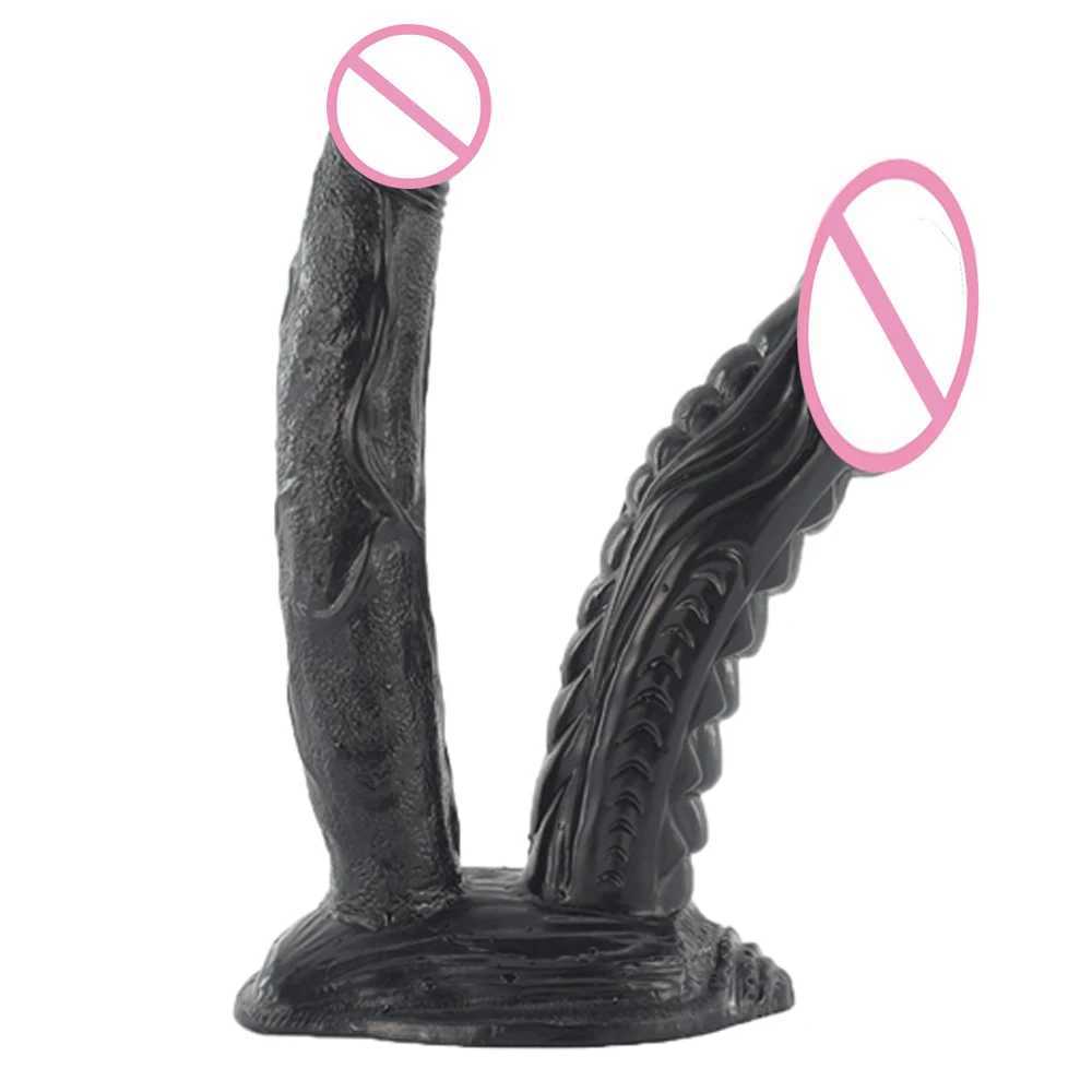 NXY DILDO Dongs Fredorch Long Black Double Dildo Actedment для секс -машины для взрослых игрушек для влагалища и заднего дня Anus uc U Lock Conctor 240330