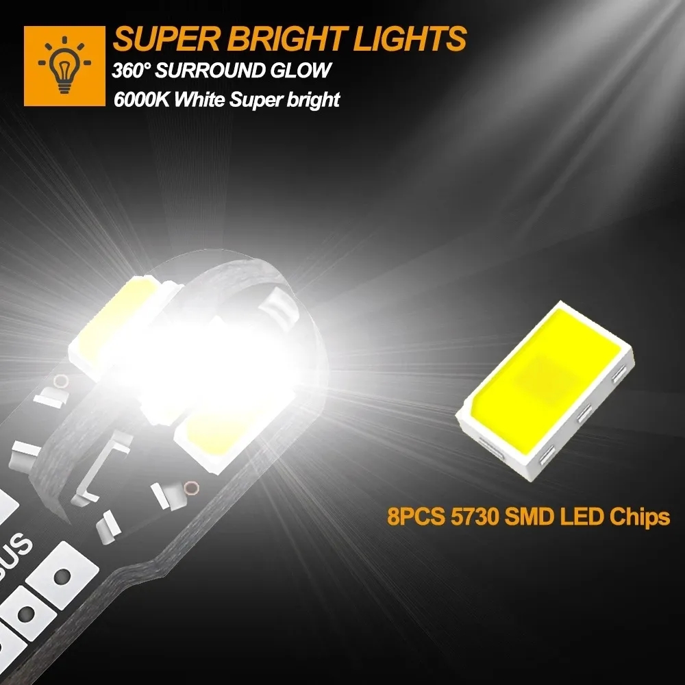 2/W5W T10 LED BONDUS CANBUS 5730 8SMD 4014 26SMD 12V 6000K 194 168 Mappa auto LED Luci a cupola Luce Light Signal Lampada