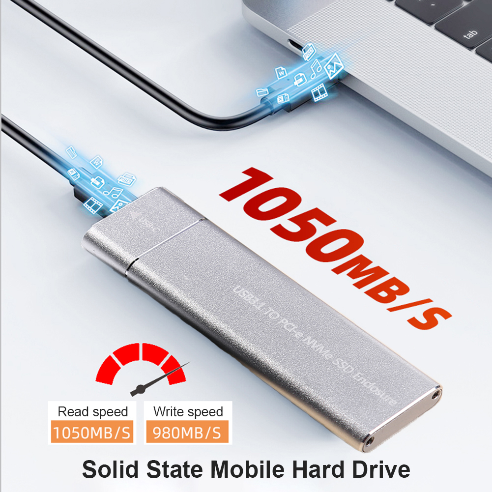 M2 SSD NVMEエンクロージャーPCIE 10GBPS USB 3.1 GEN2外部NVMEケースUSB Cアダプターアルミニウムボックスマックス4TB M2 SSD Mキー2280