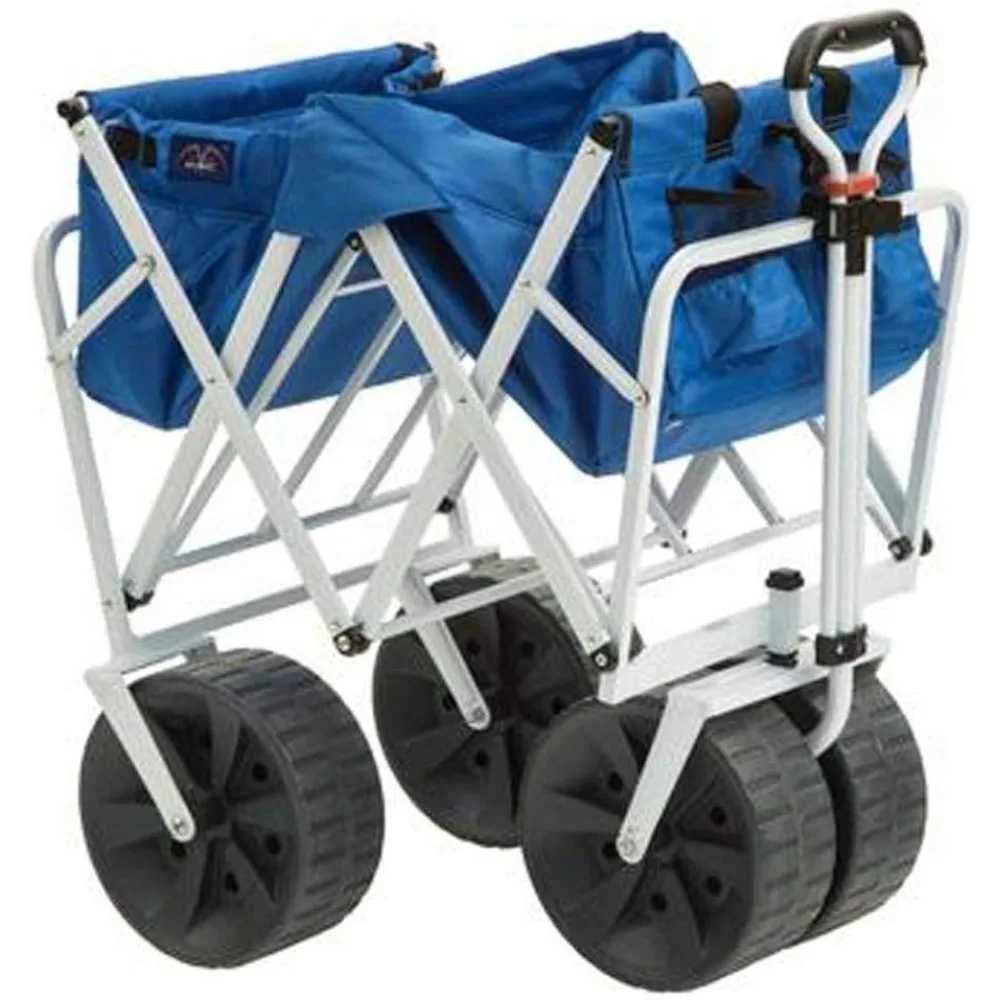 Carrello mobili da campeggio MacSports Heavy Duty pieghevole pieghevole tutti i terreni Carrello da spiaggia blu / bianco YQ240330